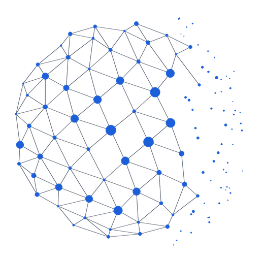 Abstract network of connected nodes representing data and systems integration